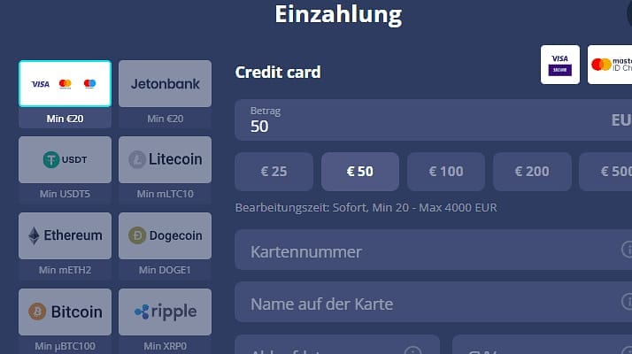 PlatinCasino Zahlungsmethoden – Paysafecard: nur einzahlen, nie auszahlen